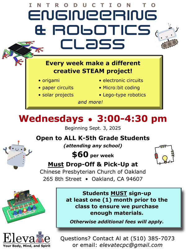 Intro to Engineering and Robotics Class flyer